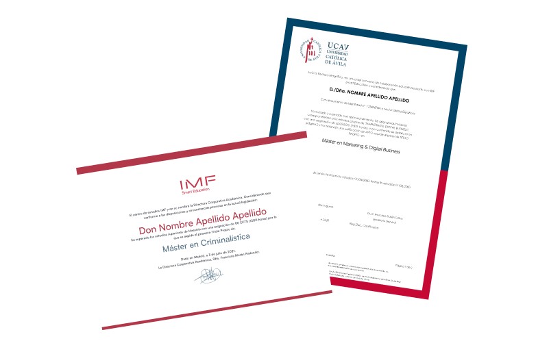 Doble Titulación por Universidad Católica de Ávila (UCAV) y por IMF Smart Education Doble Titulación por Universidad Católica de Ávila (UCAV) y por IMF Smart Education